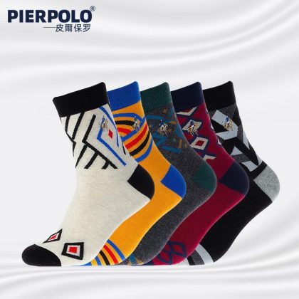 Premium Pier Polo Pattern Style Long Socks ( 5 Pairs Set)