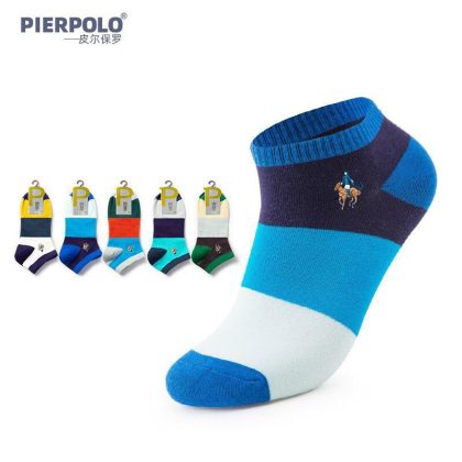 Polo Stripe Color Short Socks ( 5 Pairs Set)